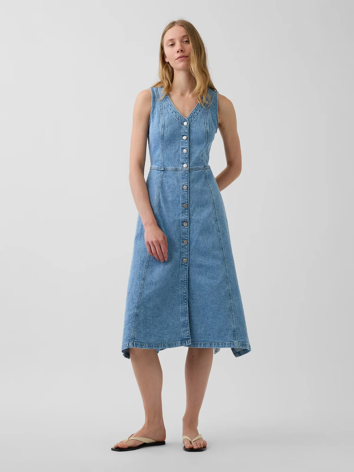 Denim Handkerchief Midi Dress by Gap
