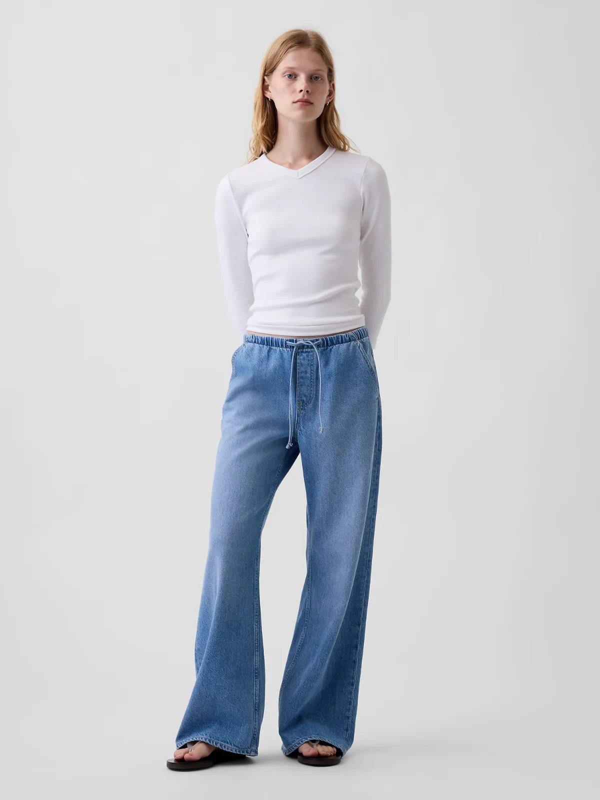 Low Rise UltraSoft Easy Baggy Flare Jeans by Gap