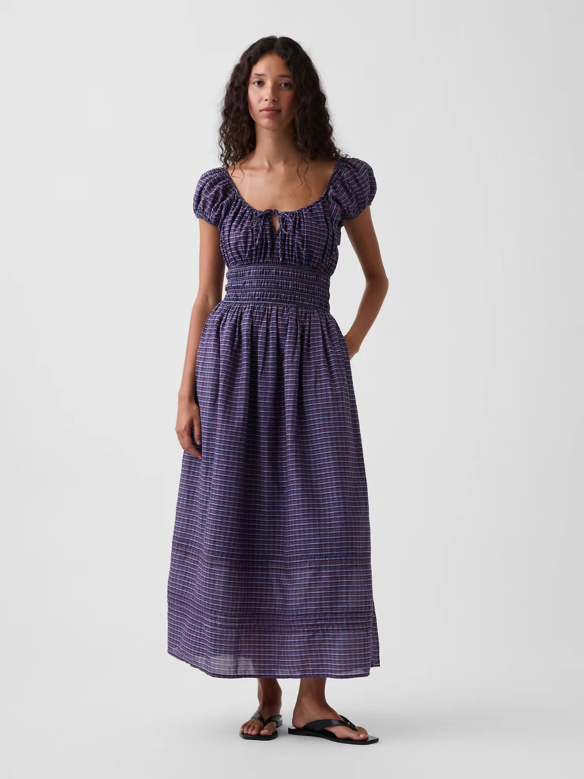Voile Smocked-Waist Maxi Dress