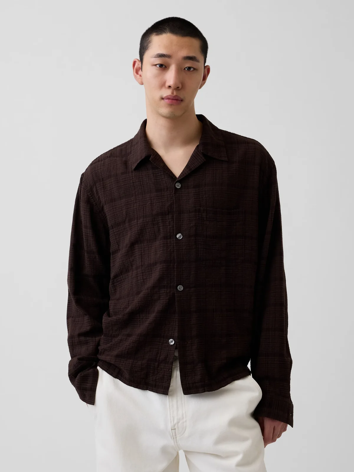 Relaxed Straight-Hem Seersucker Shirt by Gap