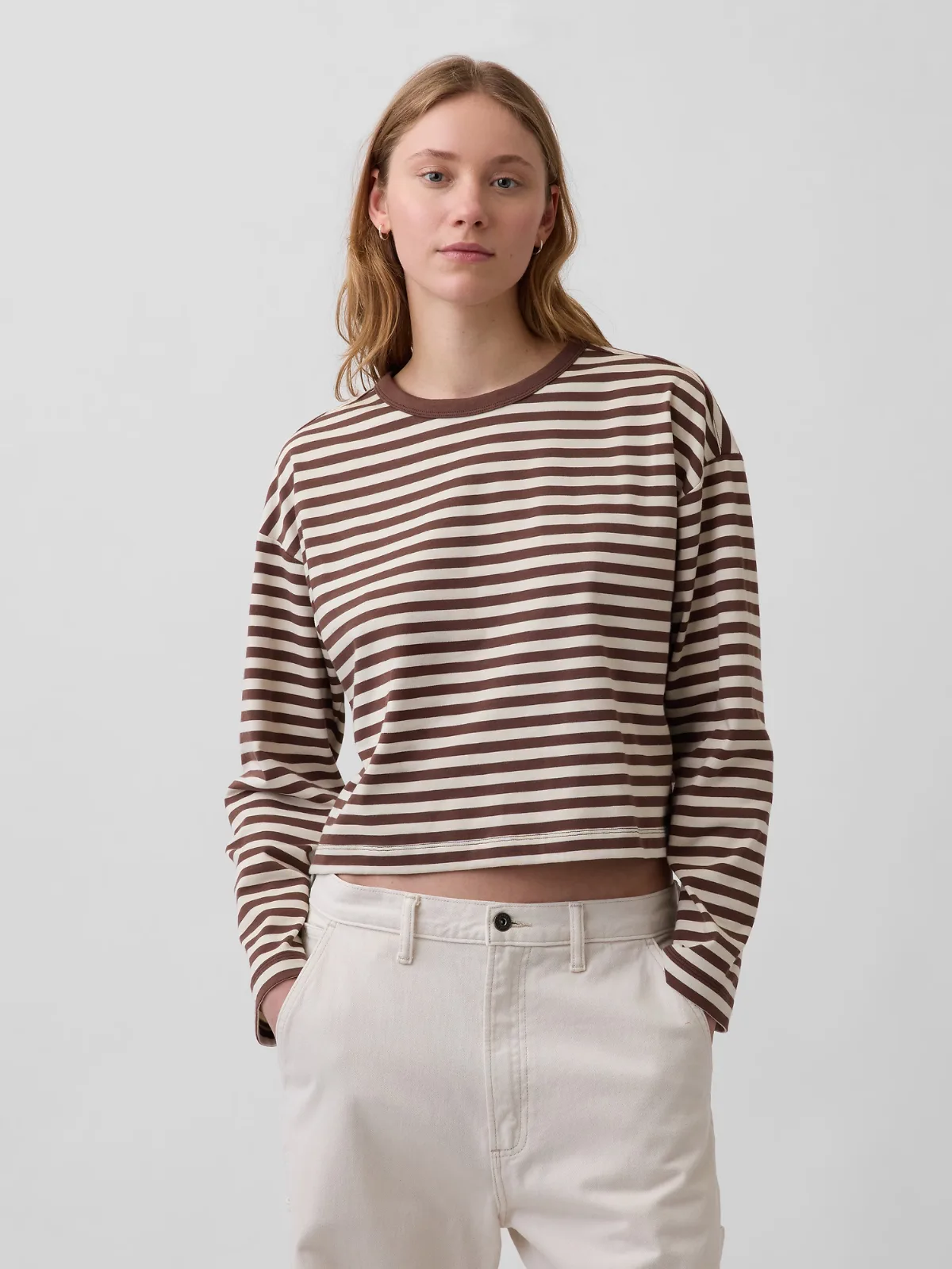 Knit Oversized Crop T-Shirt by Gap