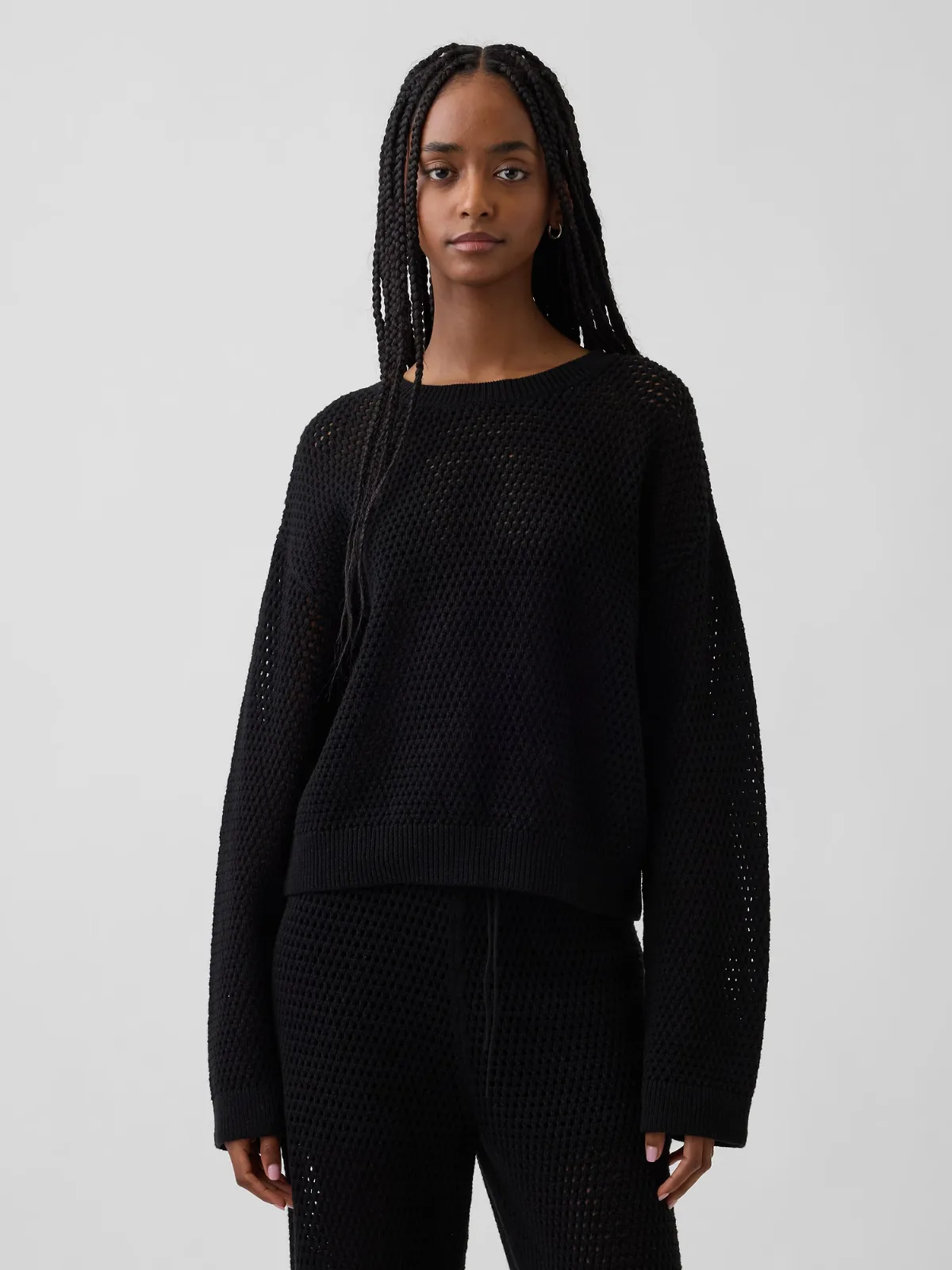 100% Cotton Crochet Relaxed Sweater