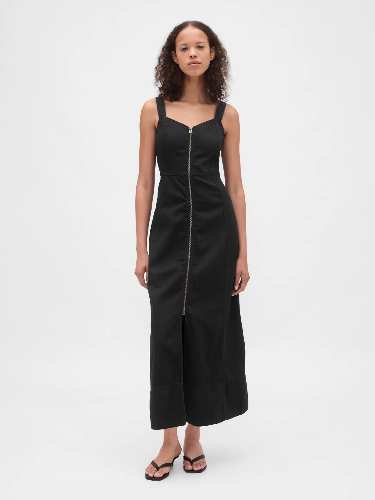 UltraSoft Denim Zip-Front Maxi Dress by Gap