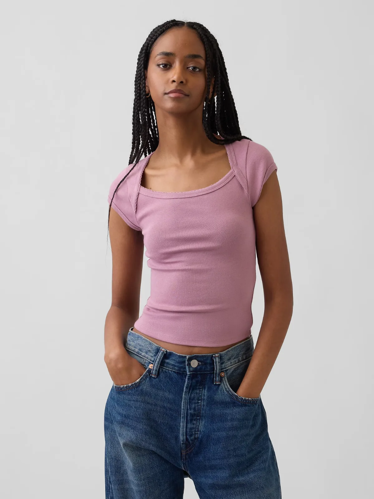 Modern Square-Neck Crop T-Shirt by Gap