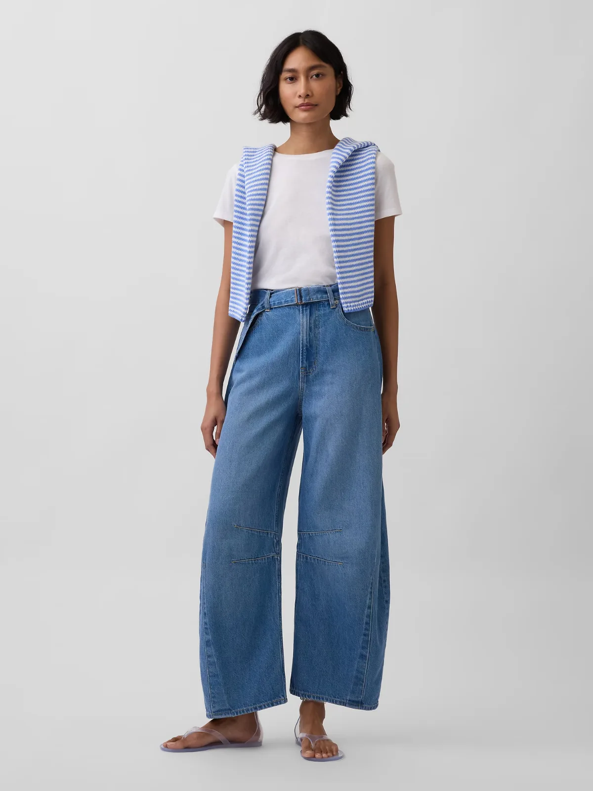 High Rise UltraSoft Belted Horseshoe Jeans by Gap