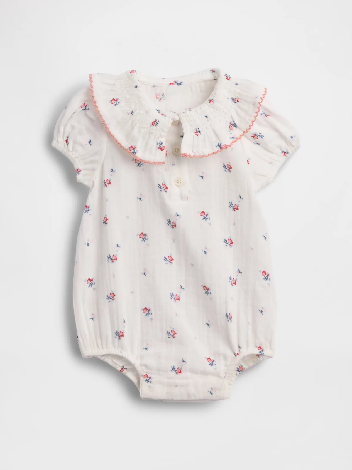 Cotton Gauze Floral Collared Bodysuit by Gap