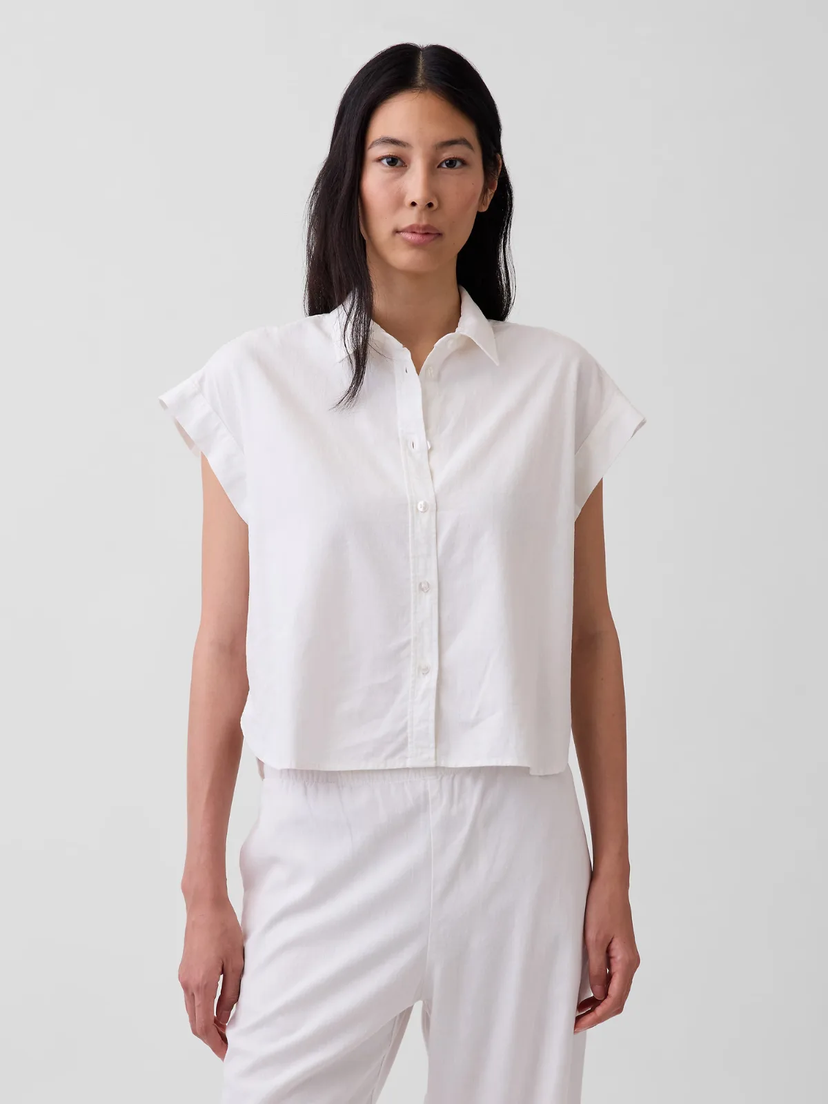 Linen-Blend Oversized Shirt by Gap