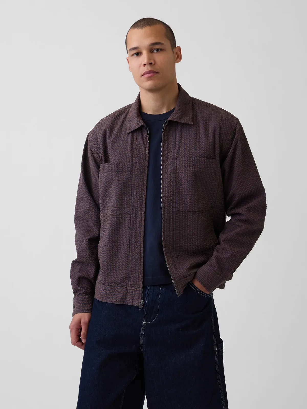 Seersucker Zip Shirt Jacket by Gap