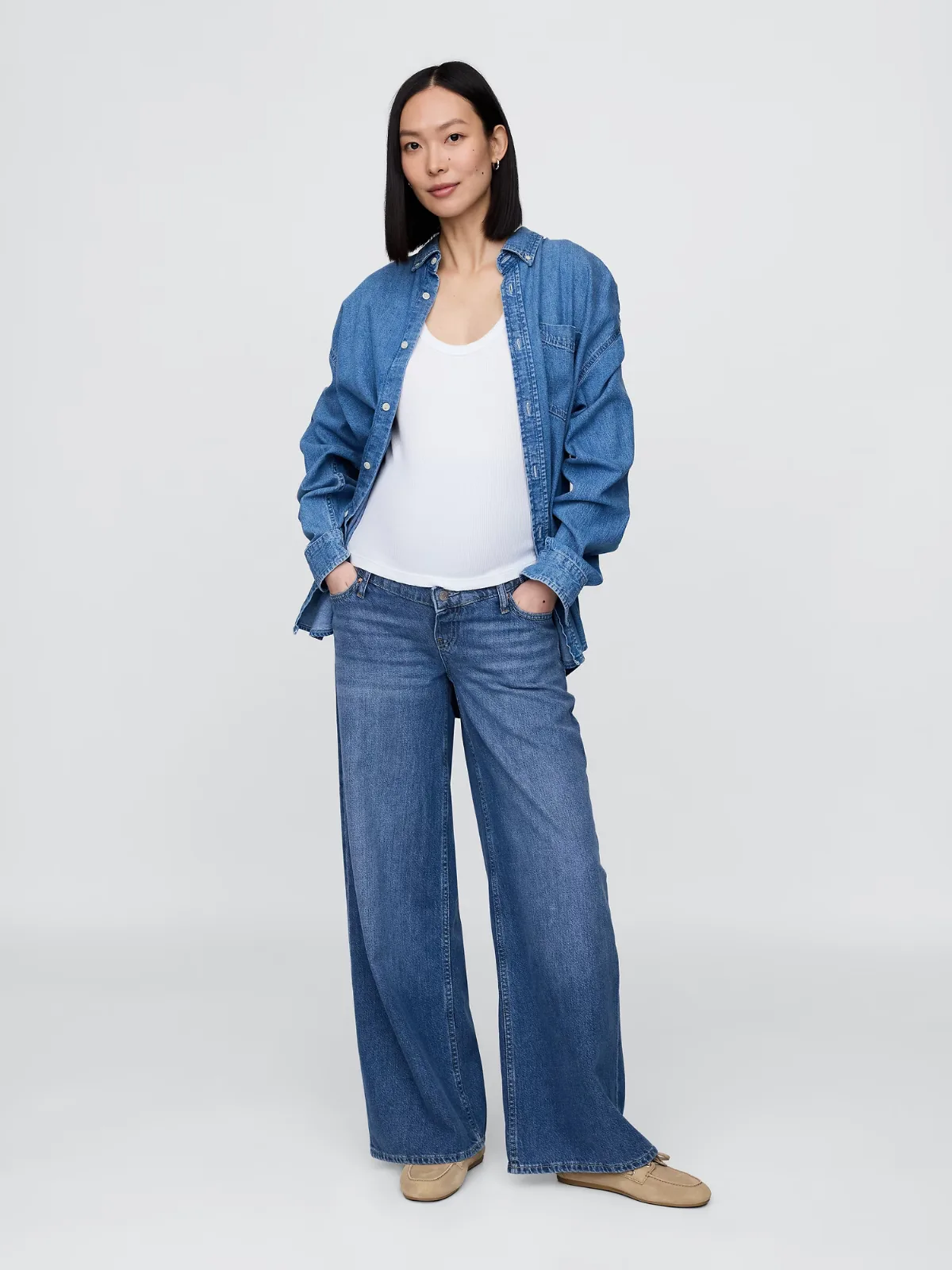 Maternity UltraSoft Full-Panel Baggy Jeans by Gap