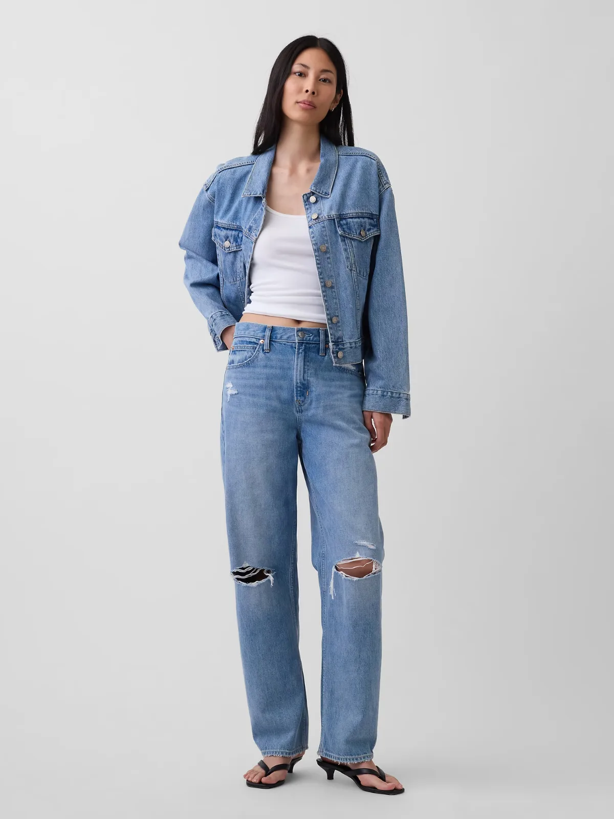 High Rise Barrel Jeans by Gap