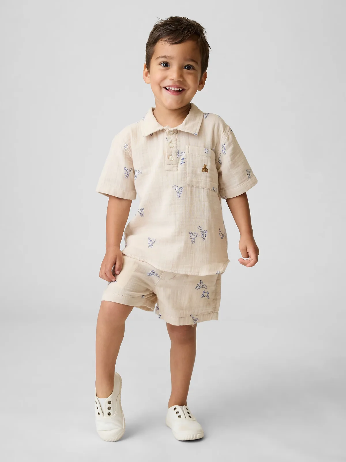 Cotton Gauze Print Pull-On Shorts by Gap