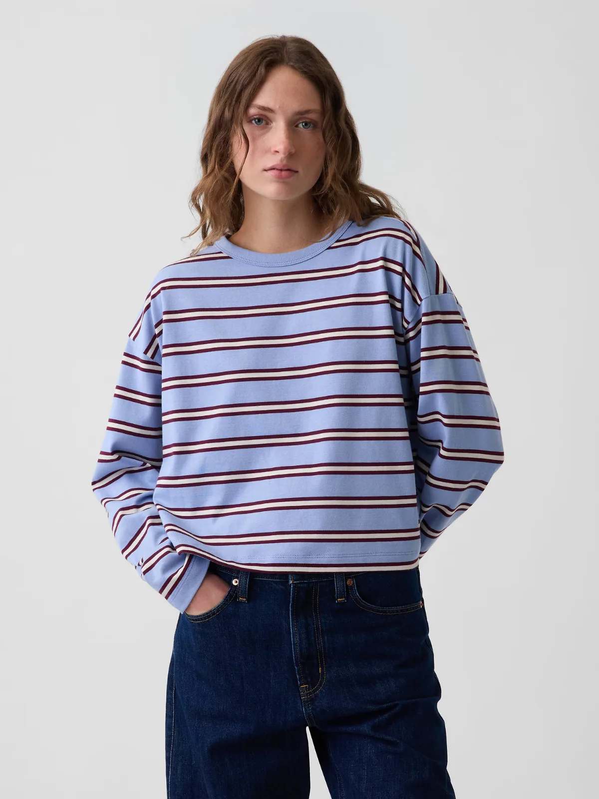 Knit Oversized Crop T-Shirt by Gap