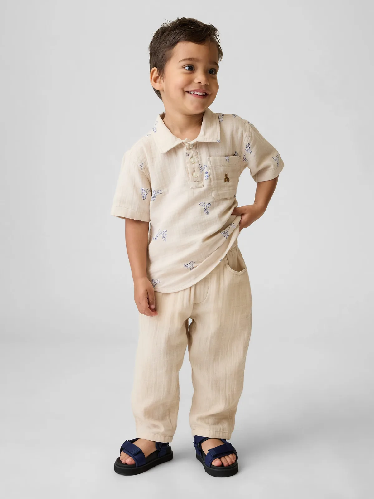 Cotton Gauze Pull-On Barrel Pants by Gap