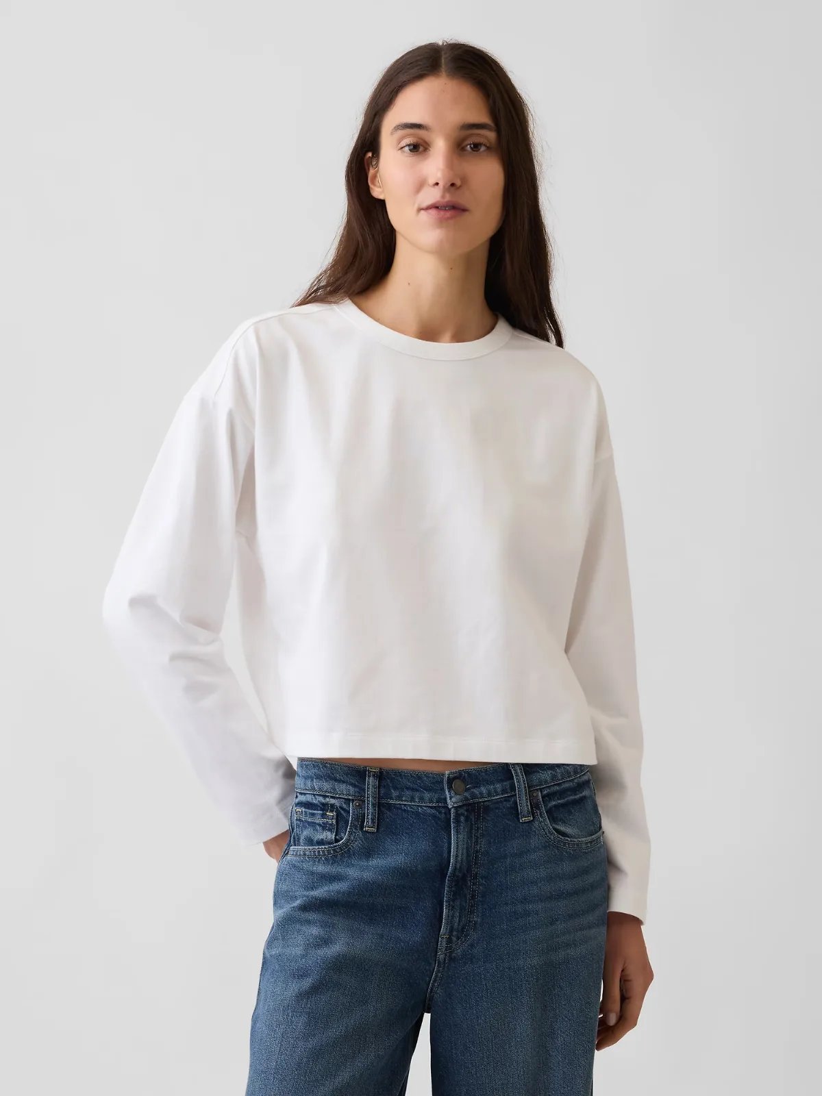 Knit Oversized Crop T-Shirt by Gap