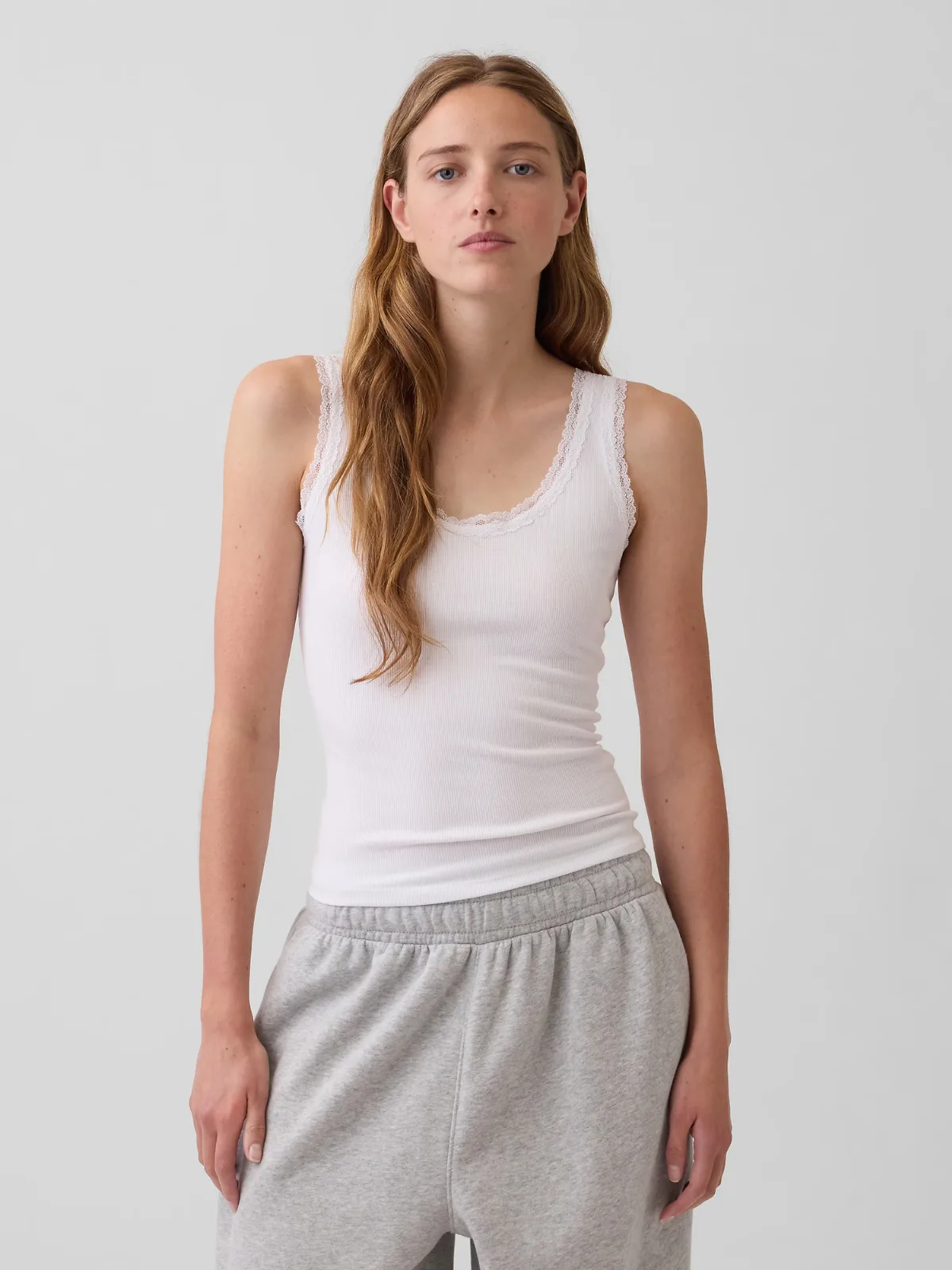 Mini Rib Lace-Trim PJ Tank Top by Gap