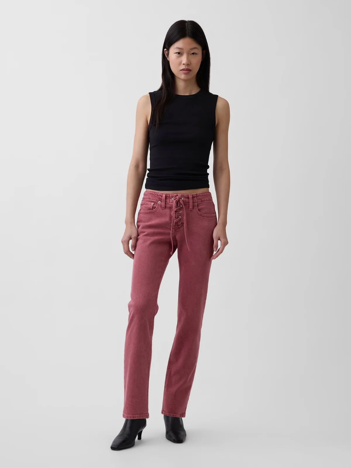Low Rise Lace-Up 90s Slim Straight Jeans by Gap
