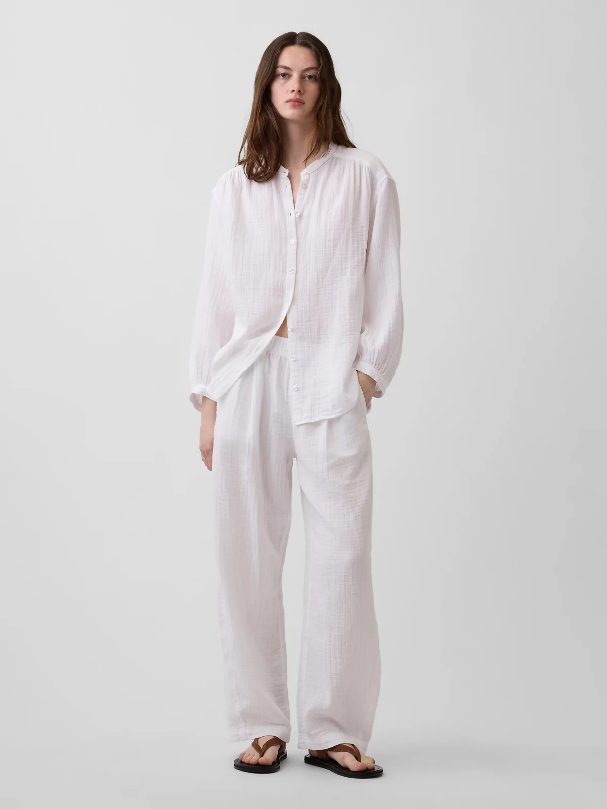 Cotton Gauze Easy Barrel Pants by Gap