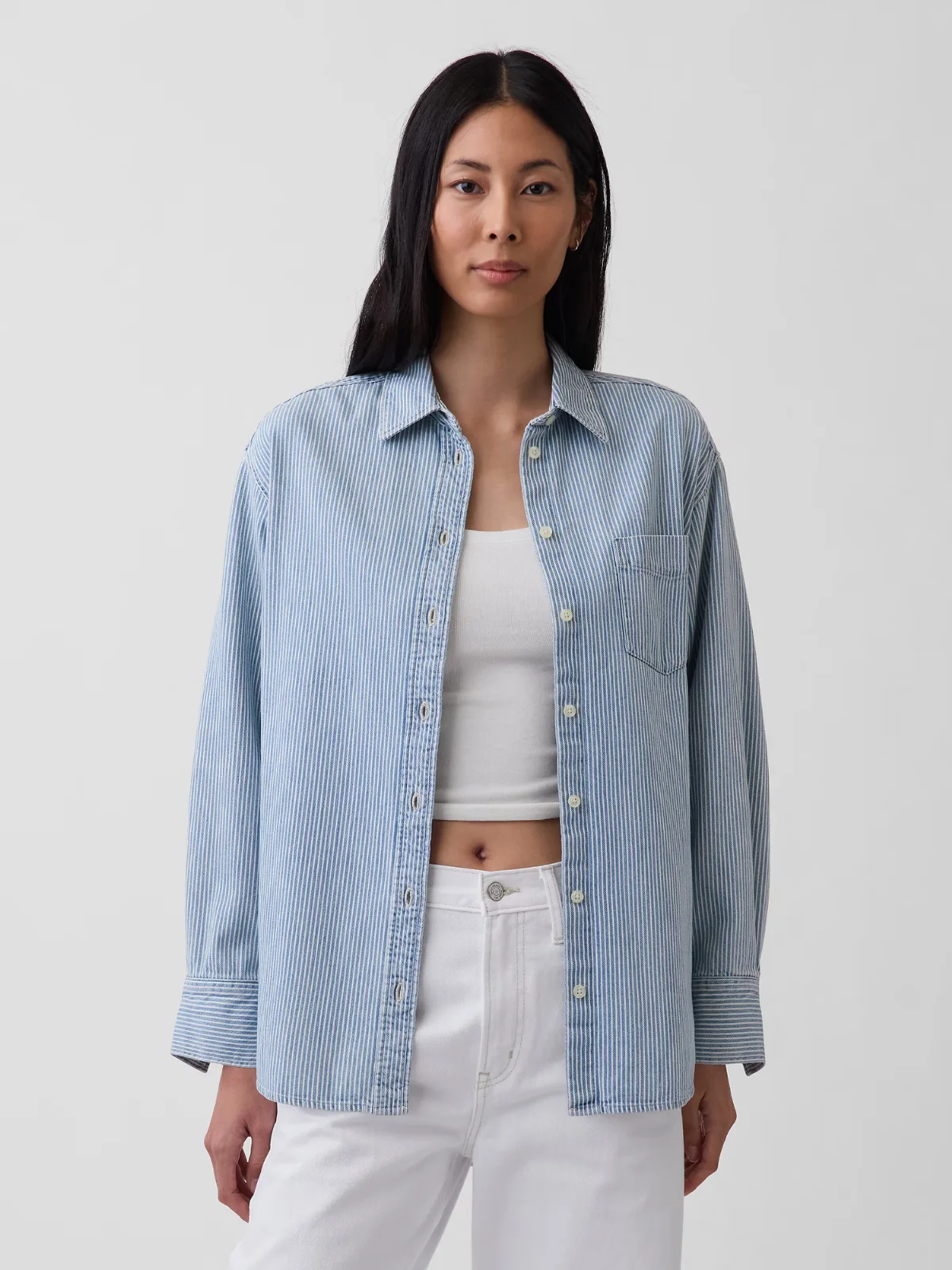 Denim Stripe Big Shirt by Gap