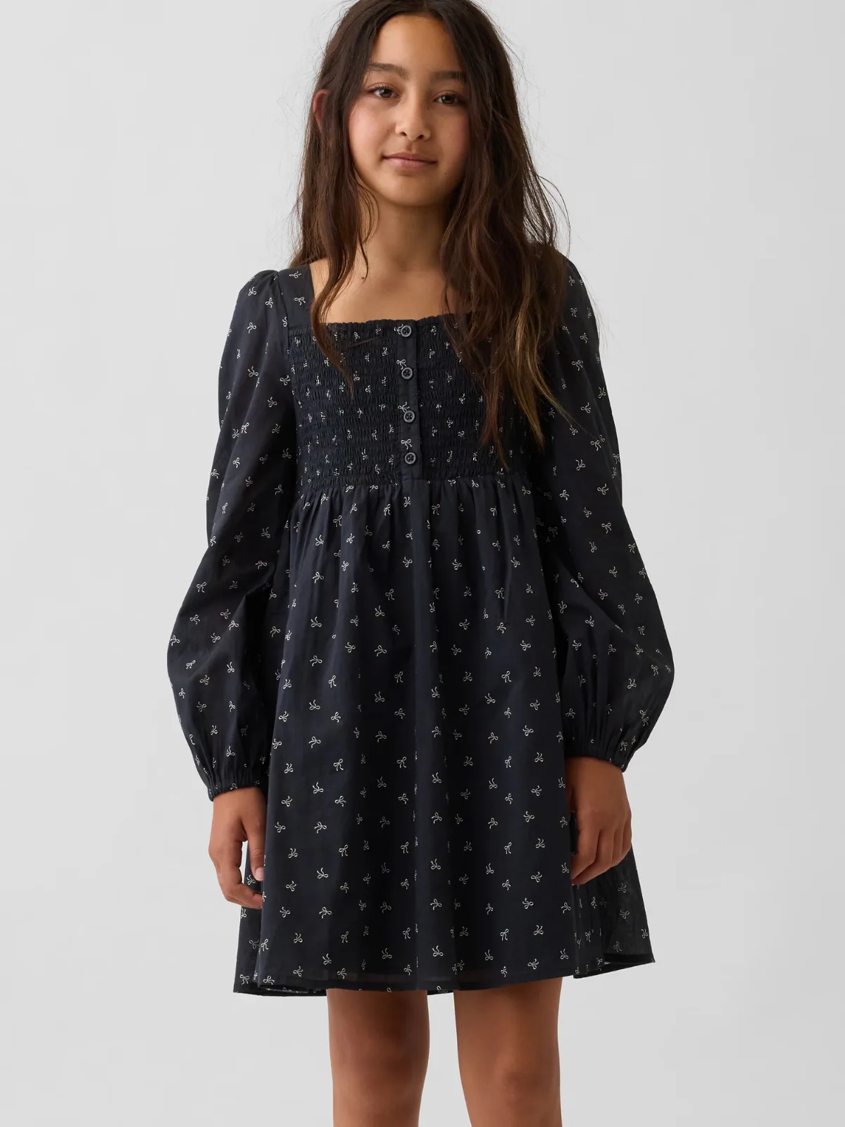 Smocked Square-Neck Dress by Gap