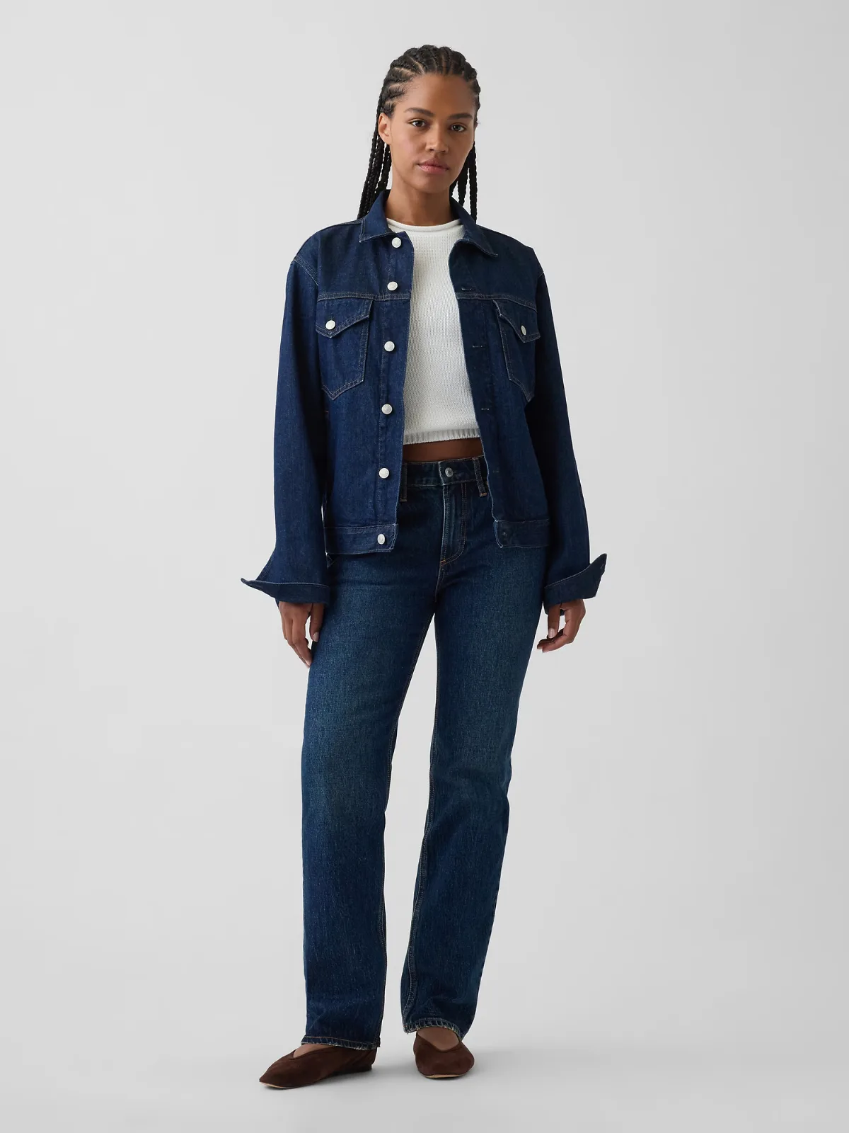 Curvy Mid Rise Relaxed Straight Jeans