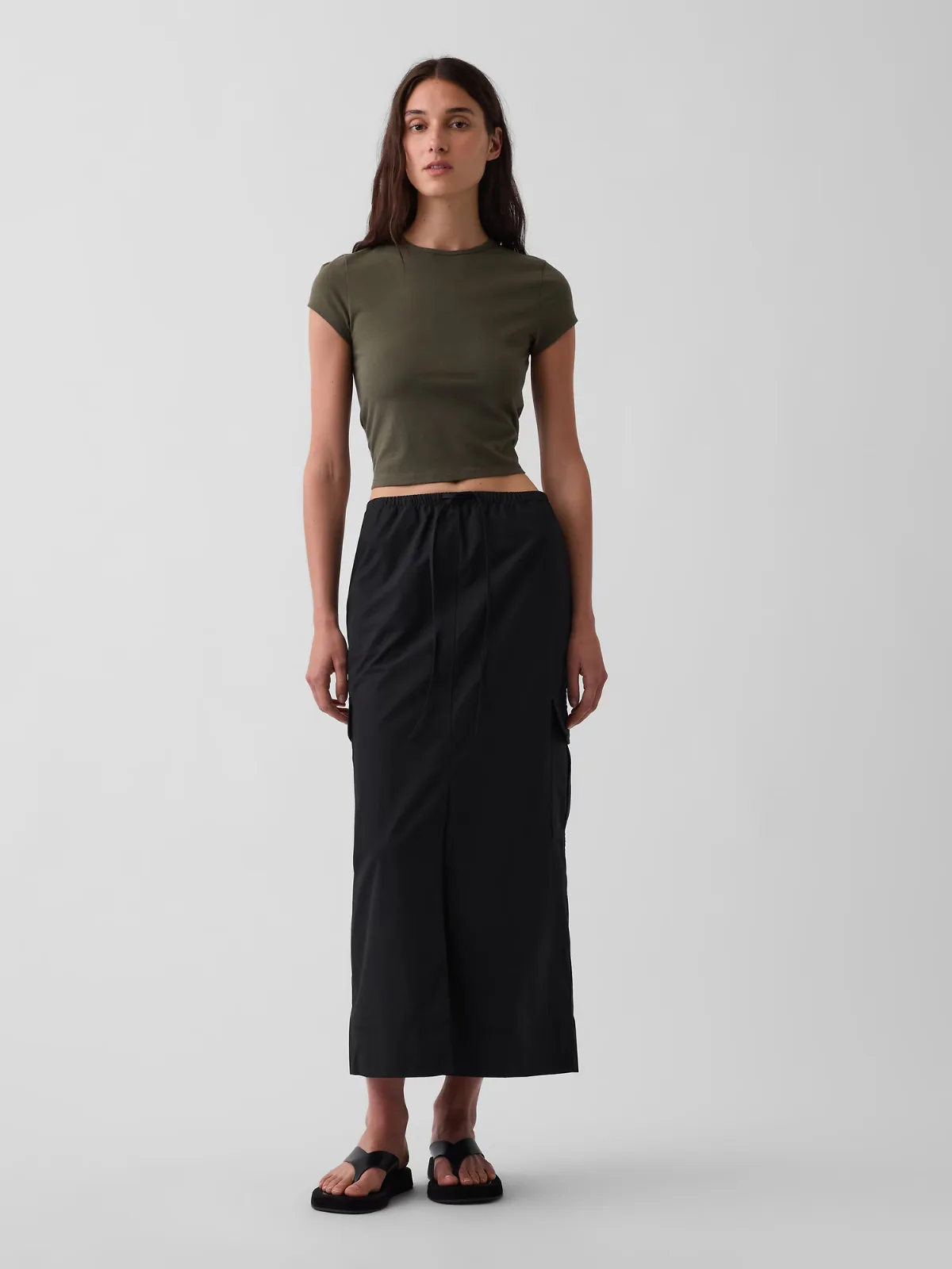 Poplin Easy Cargo Maxi Skirt by Gap