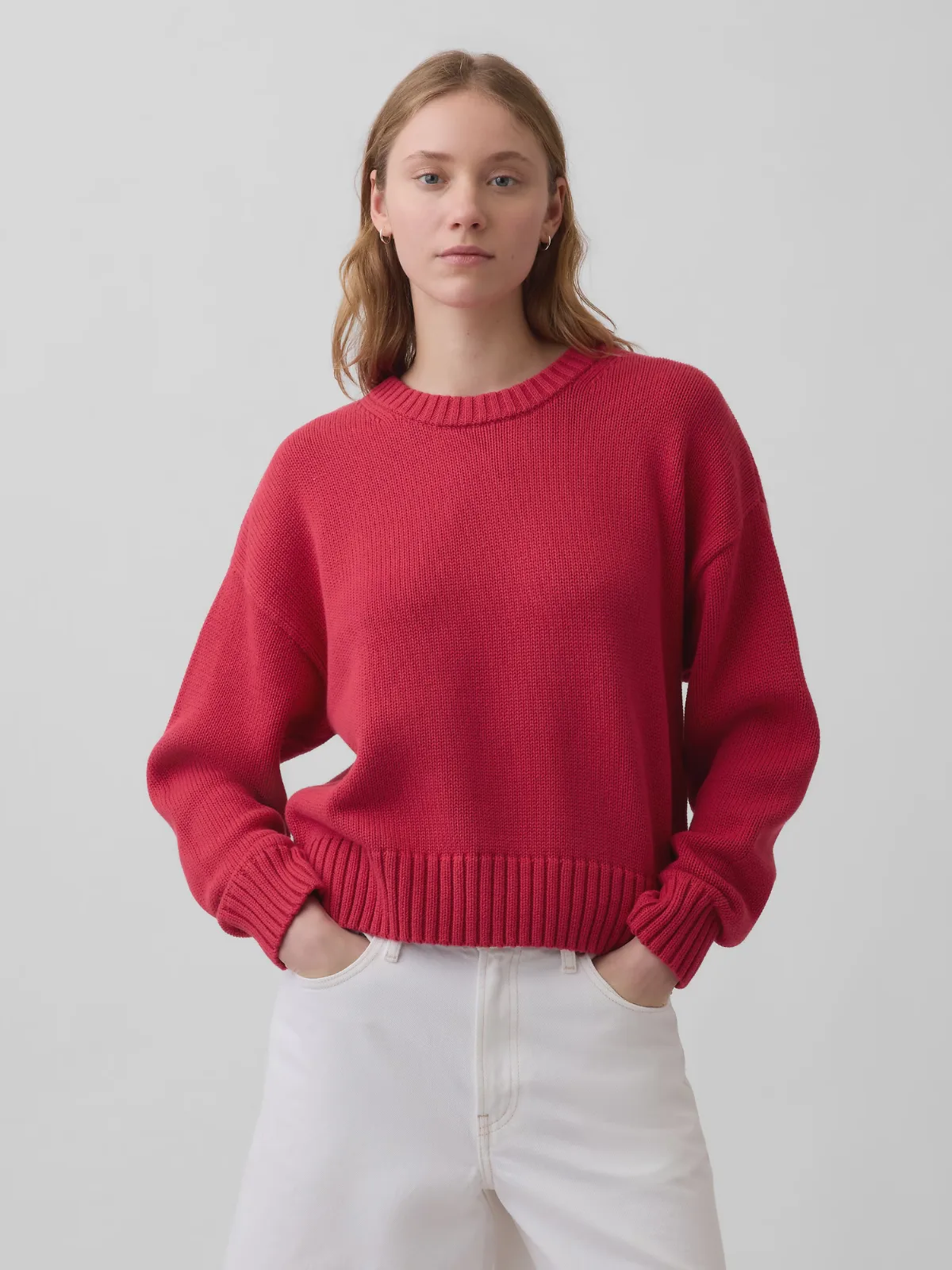 100% Cotton Oversized Crop Sweater by Gap