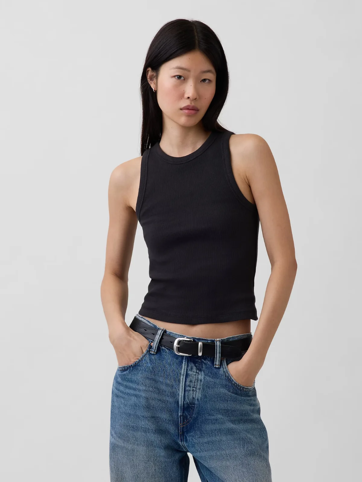 Heavyweight Rib Halter Tank Top by Gap