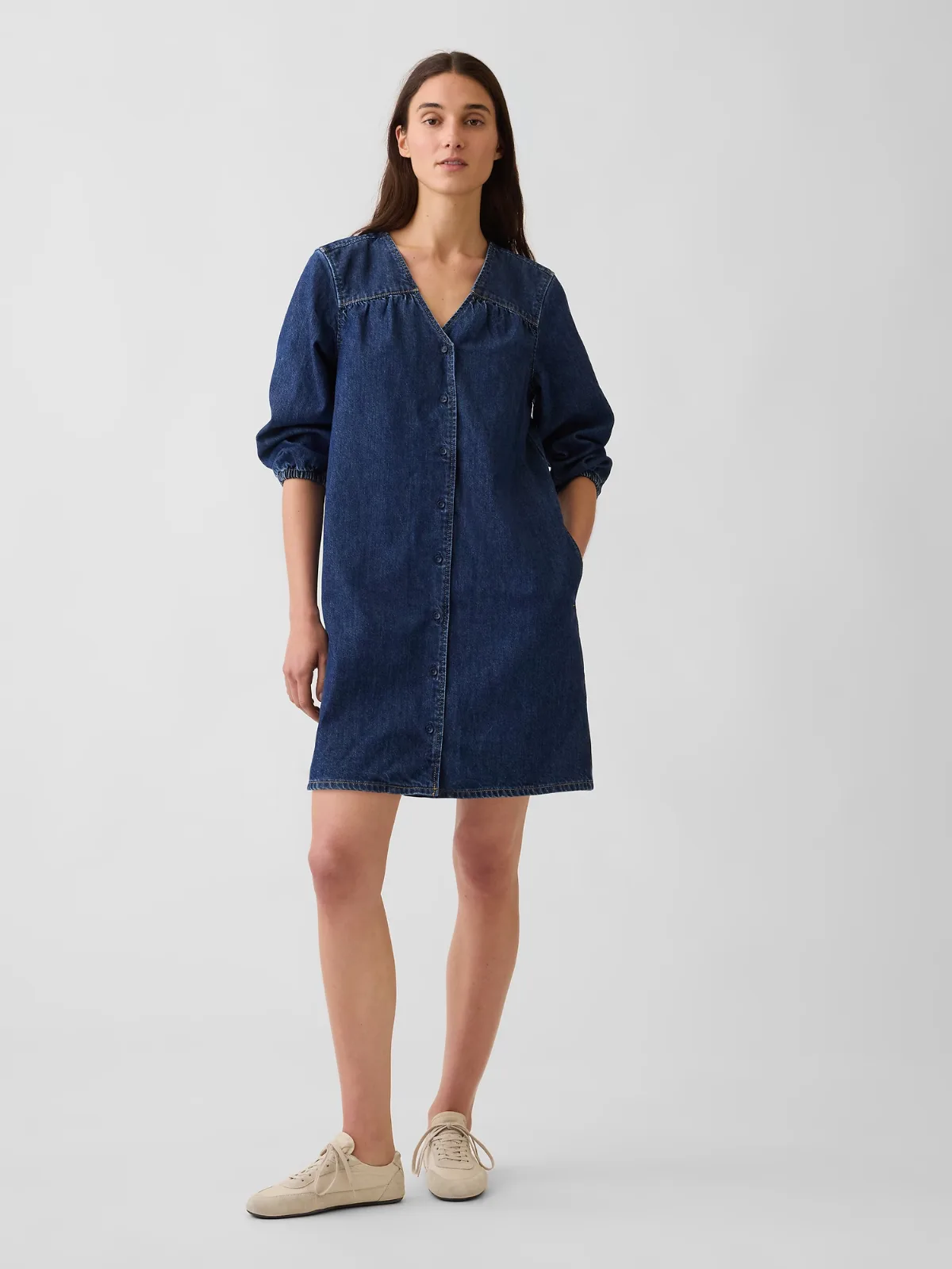 Denim V-Neck Shift Mini Dress by Gap