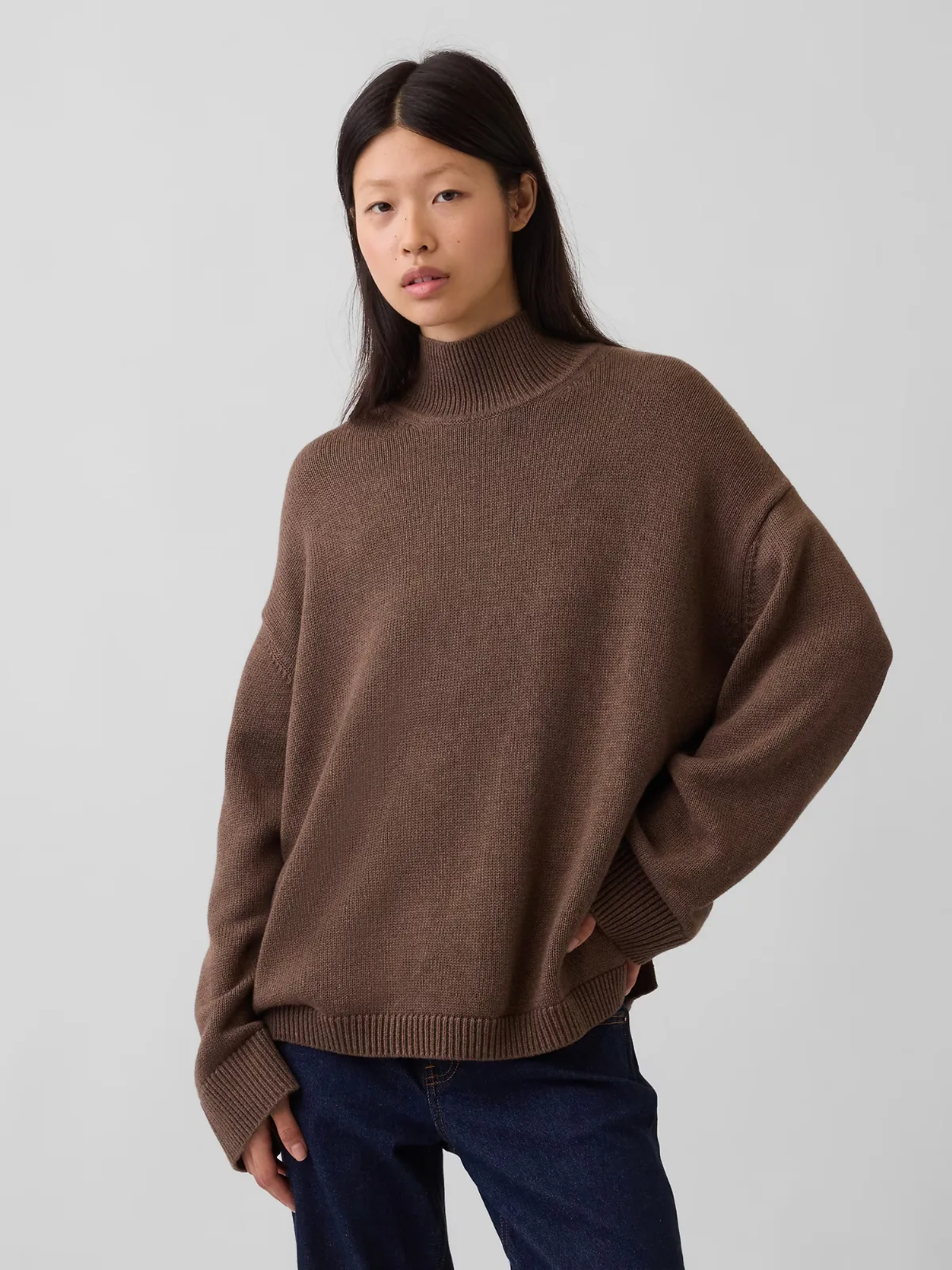 100% Cotton Oversized Mockneck Sweater