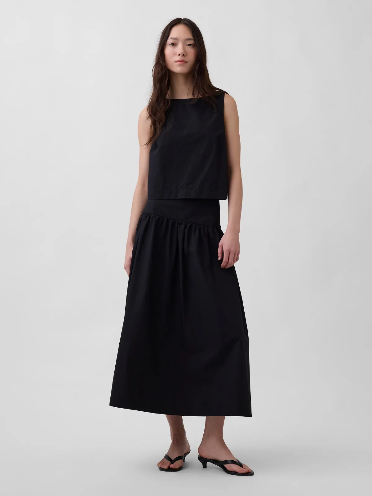 Poplin Drop-Waist Maxi Skirt by Gap