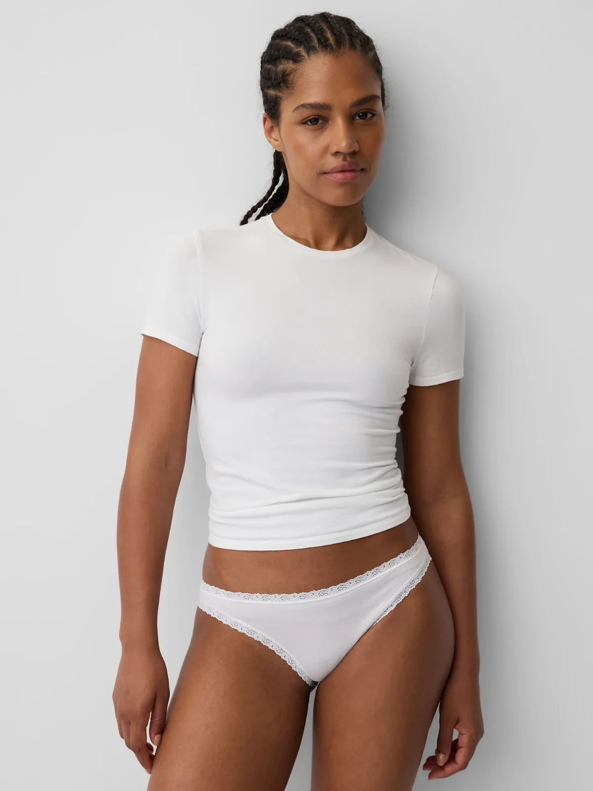 Organic Stretch Cotton Lace-Trim Bikini by Gap