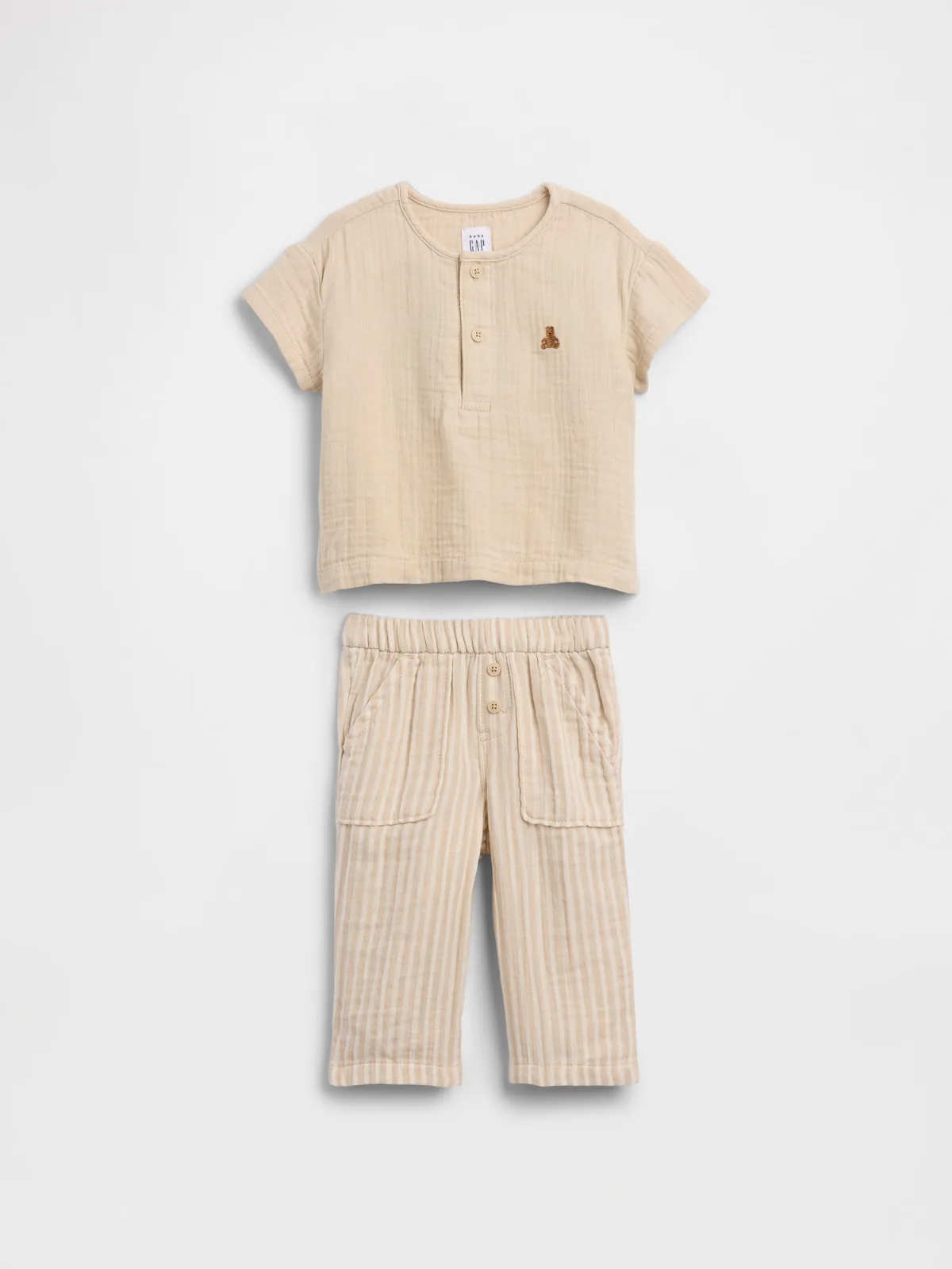 Cotton Gauze Henley Outfit Set by Gap