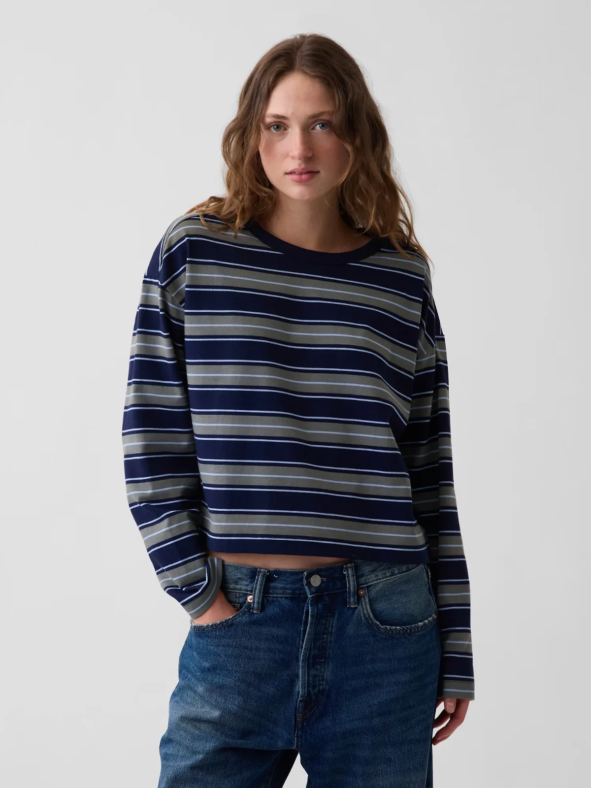 Knit Oversized Crop T-Shirt by Gap