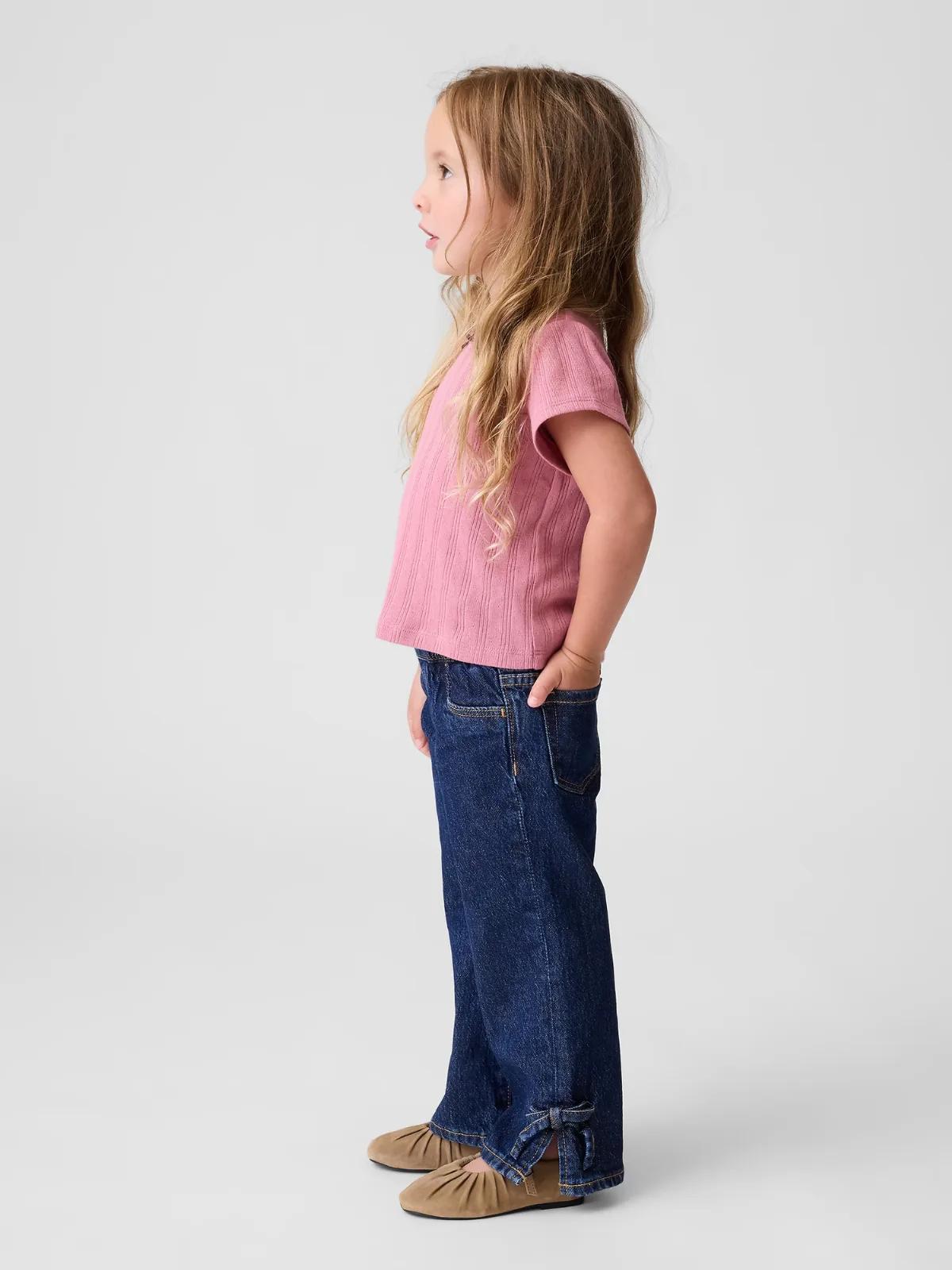 Bow Split-Hem Stride Jeans by Gap