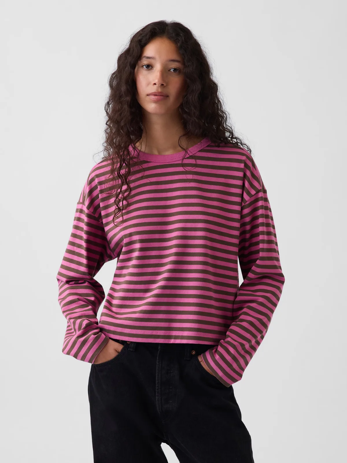 Knit Oversized Crop T-Shirt by Gap