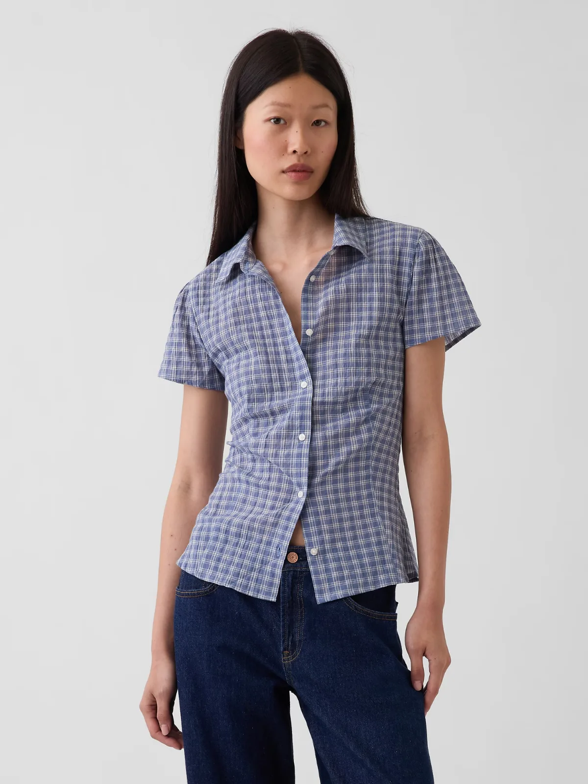 Fitted Cap-Sleeve Shirt by Gap
