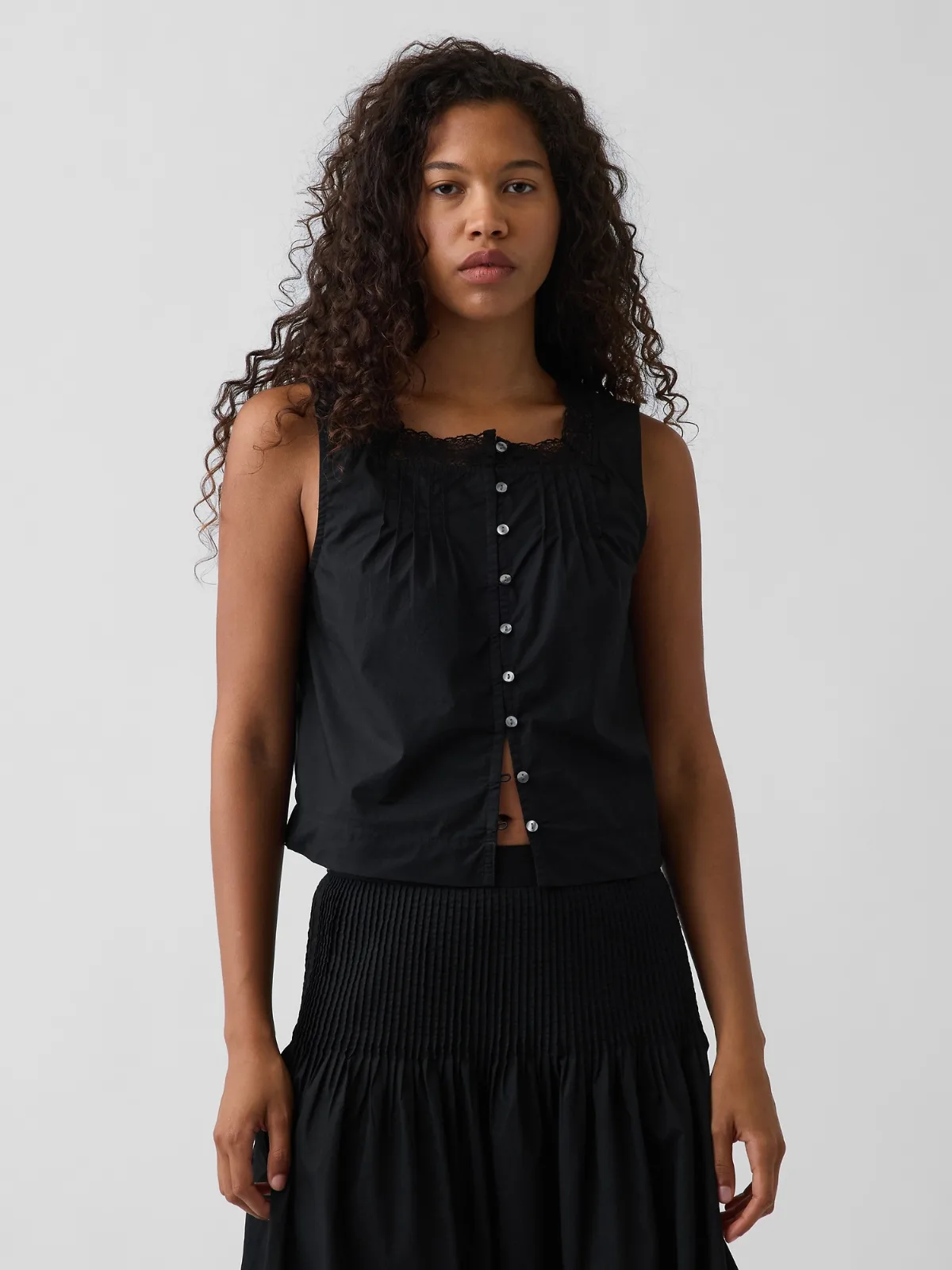 Poplin Pintuck Shell Top by Gap