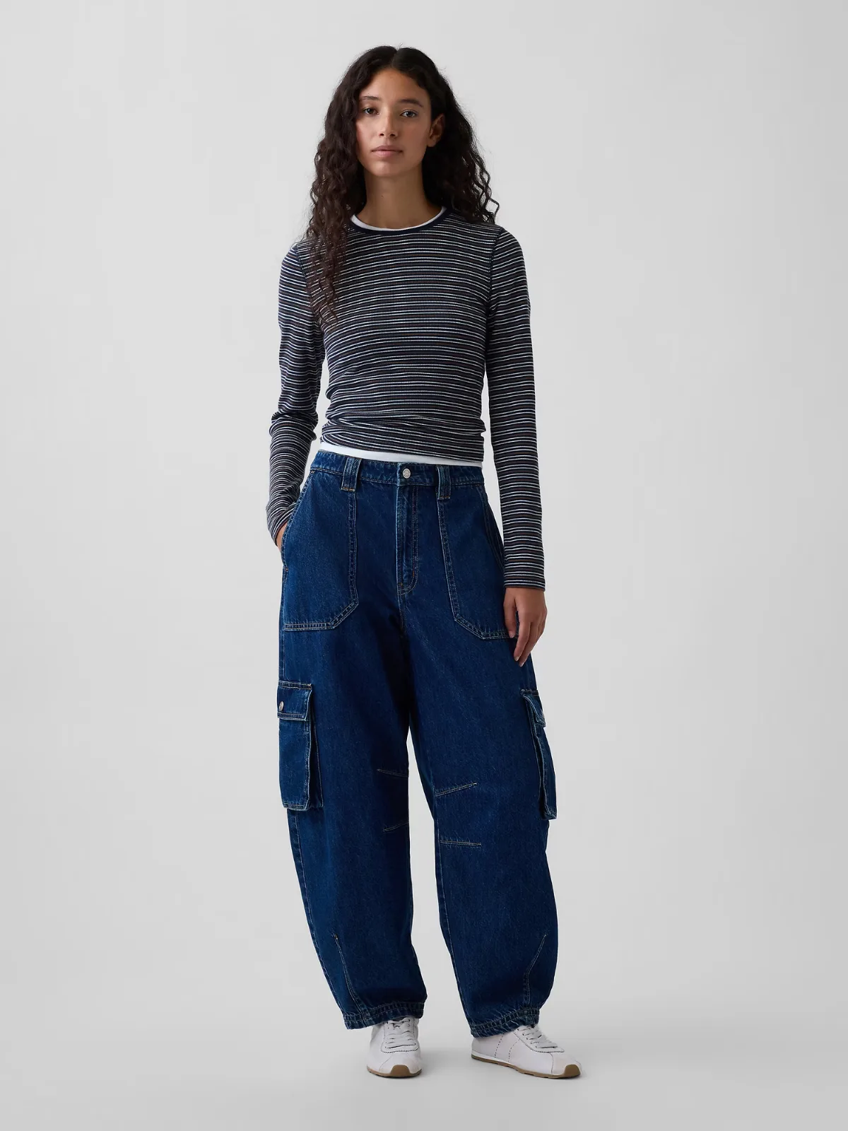 High Rise Barrel Cargo Jeans by Gap