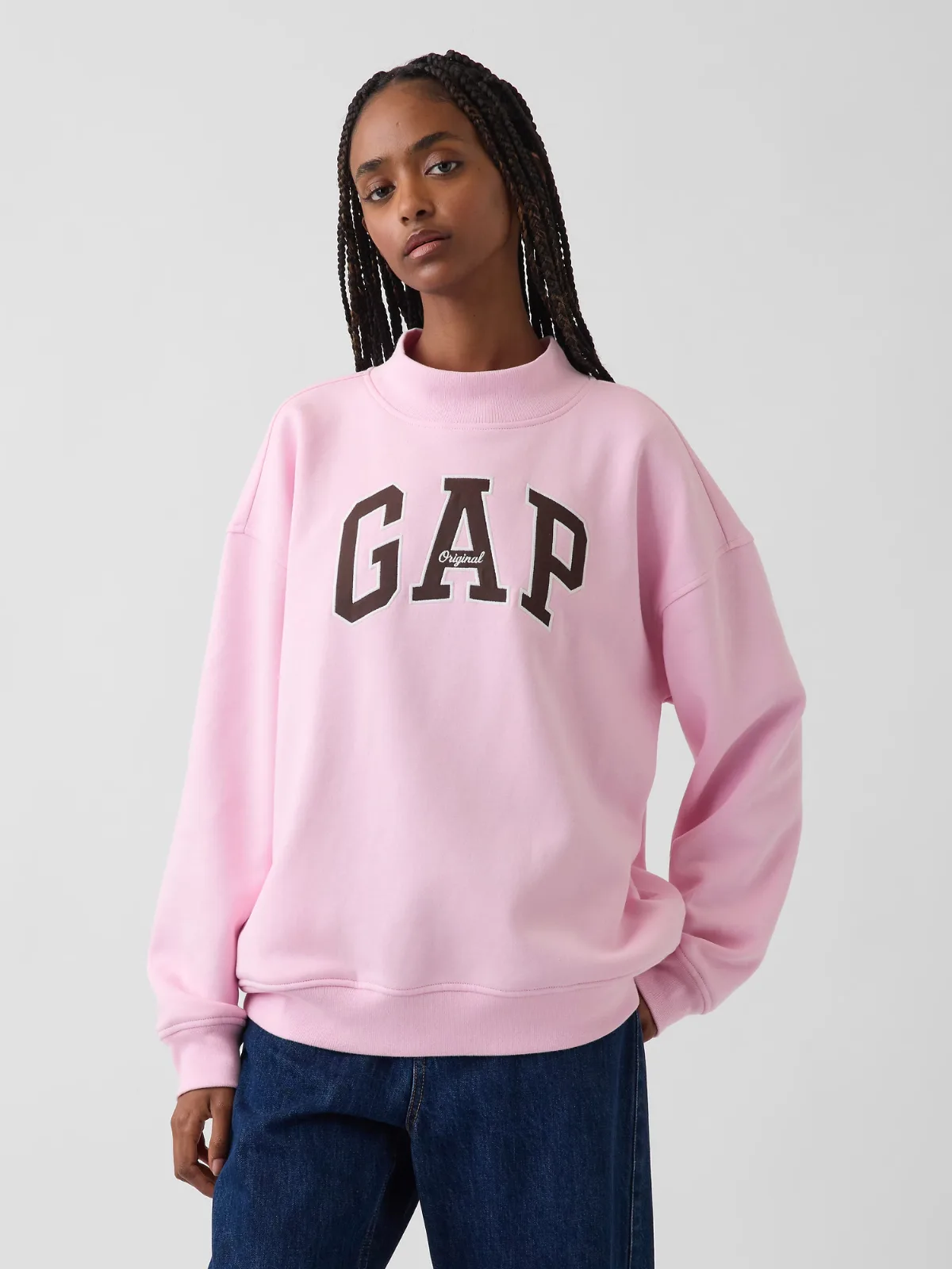VintageSoft Oversized Mockneck Logo Sweatshirt by Gap