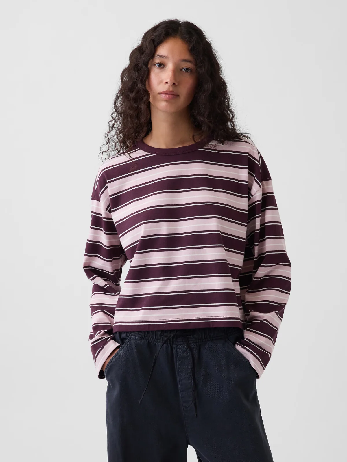 Knit Oversized Crop T-Shirt by Gap