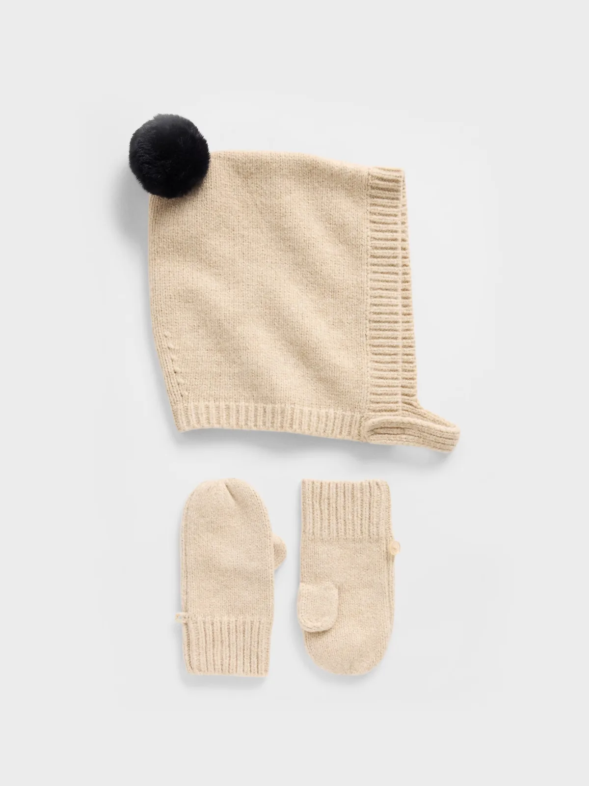 CashSoft Pom Hat & Mittens Set by Gap