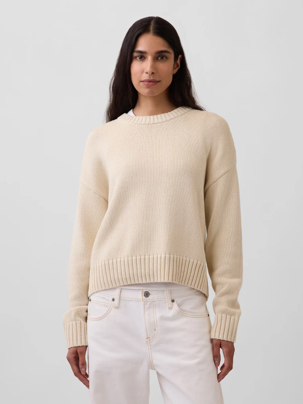 100% Cotton Oversized Crop Sweater by Gap