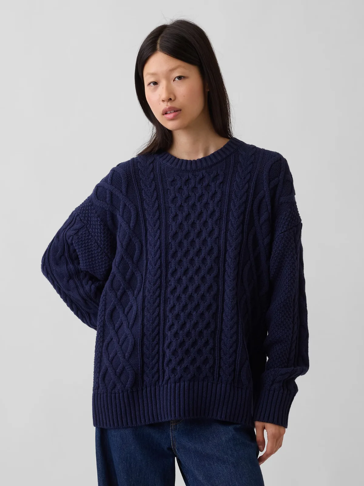100% Cotton Oversized Cable-Knit Sweater by Gap