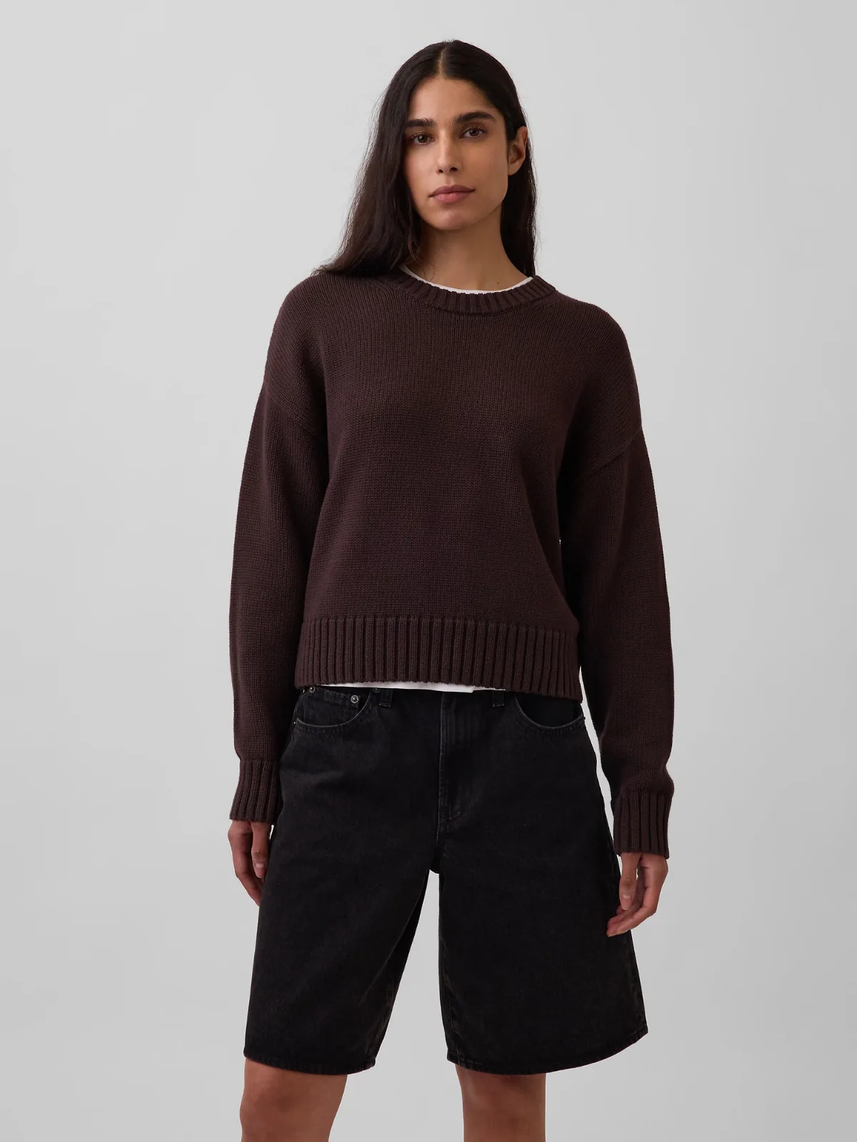 100% Cotton Oversized Crop Sweater by Gap