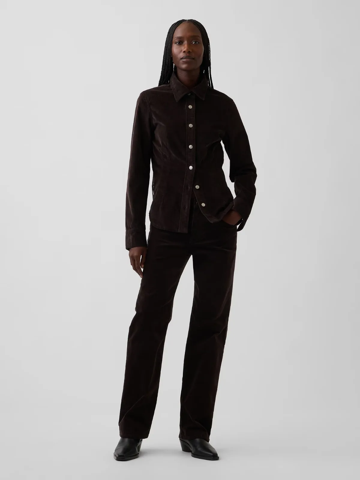 Mid Rise Corduroy Relaxed Straight Pants by Gap