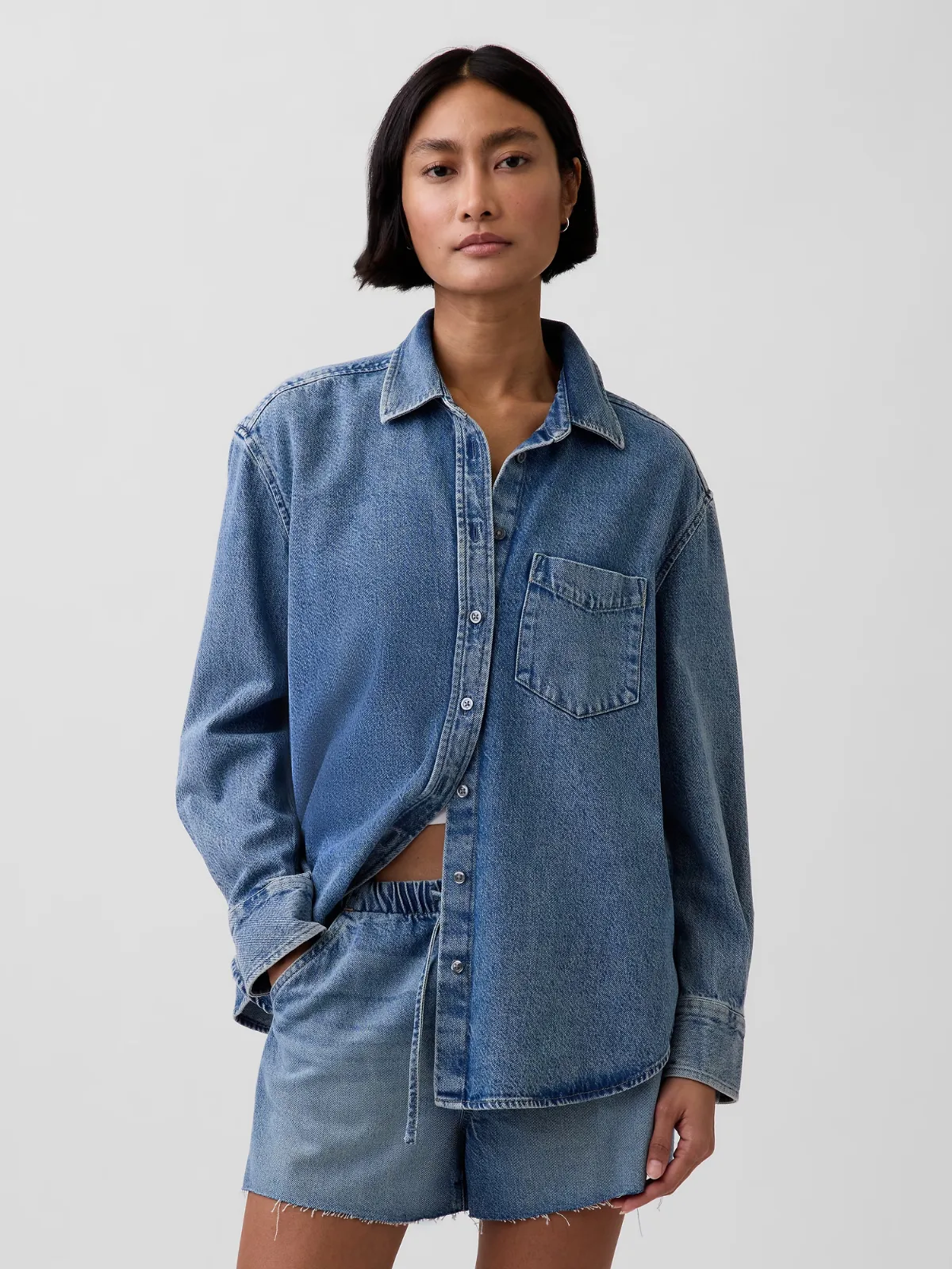 UltraSoft Denim Oversized Shirt by Gap