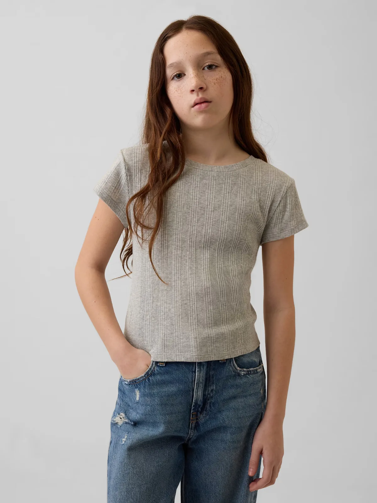 Variegated Rib Fitted T-Shirt by Gap