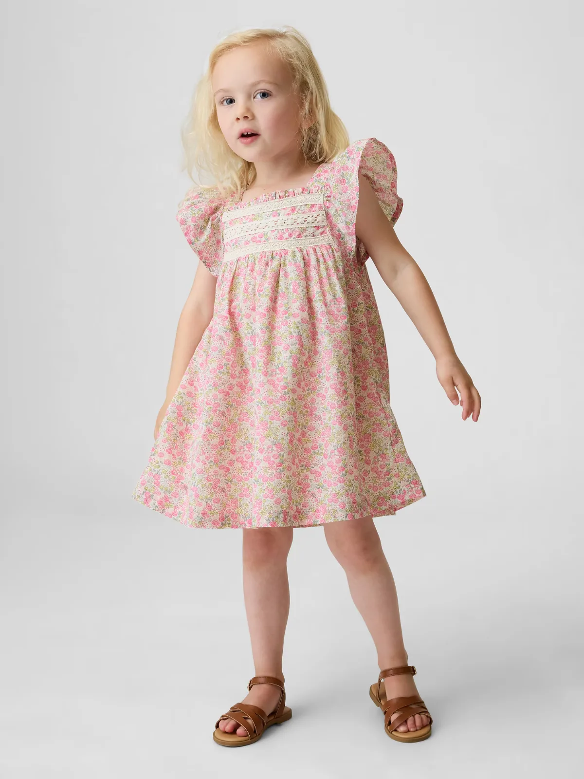 Flutter-Sleeve Floral Dress by Gap