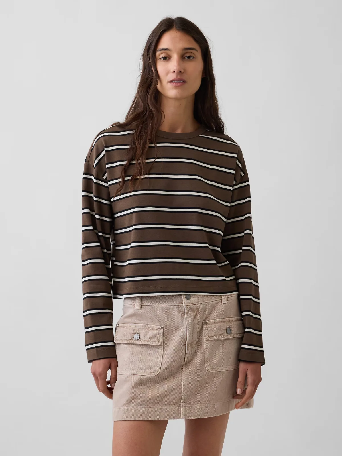 Knit Oversized Crop T-Shirt by Gap