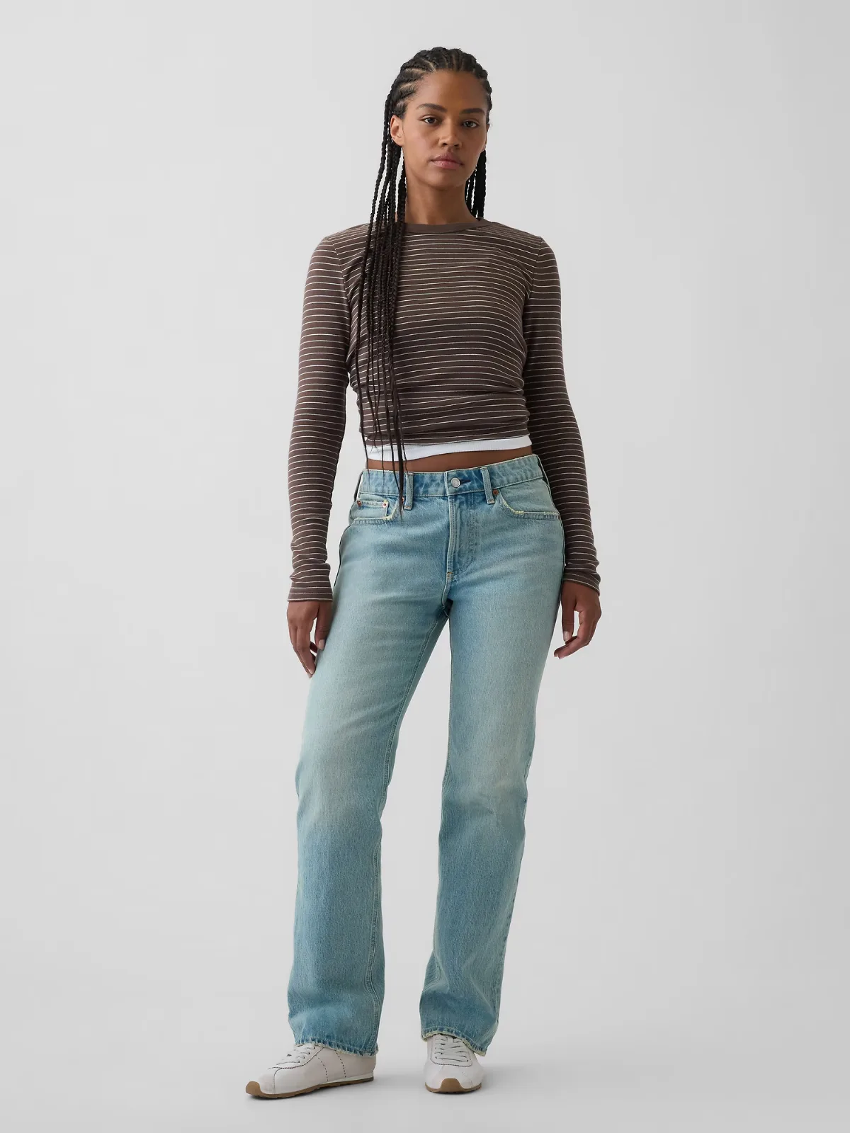 Curvy Mid Rise Relaxed Straight Jeans by Gap